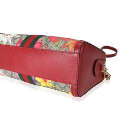 مملوكة مسبقًا Gucci Beige/Brown GG Supreme Flora Canvas Ophidia Medium Boston Bag
