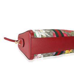 مملوكة مسبقًا Gucci Beige/Brown GG Supreme Flora Canvas Ophidia Medium Boston Bag