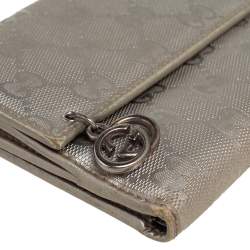 Pre Owned Gucci Metallic Silver GG Imprime Canvas Trifold Wallet