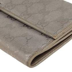 Pre Owned Gucci Metallic Silver GG Imprime Canvas Trifold Wallet