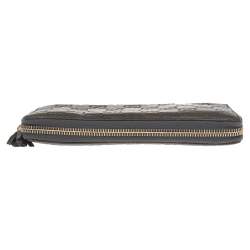 Pre Owned Gucci Grey Guccissima Leather Bamboo Tassel Zip Around Wallet