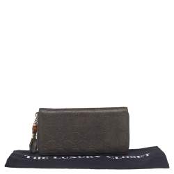 Pre Owned Gucci Grey Guccissima Leather Bamboo Tassel Zip Around Wallet