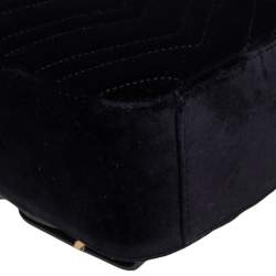 Pre Owned Gucci Black Matelasse Velvet GG Marmont Backpack