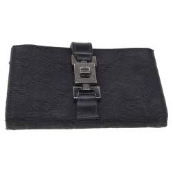 Pre Owned Gucci Black GG Canvas and Leather Jackie Compact Wallet