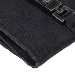 Pre Owned Gucci Black GG Canvas and Leather Jackie Compact Wallet