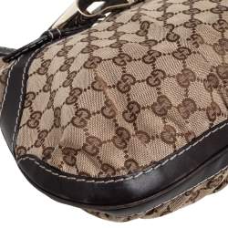 مملوكة مسبقًا حقيبة هوبو غوتشي كوين صغيرة جلد وكانفاس جي جي بنية/ بيج