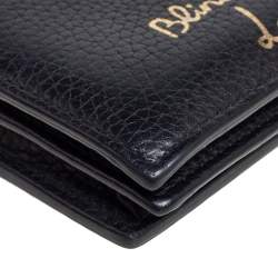 مملوكة مسبقًا Gucci Black Leather Blind For Love Bee Accent Bifold Wallet