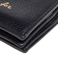 مملوكة مسبقًا Gucci Black Leather Blind For Love Bee Accent Bifold Wallet