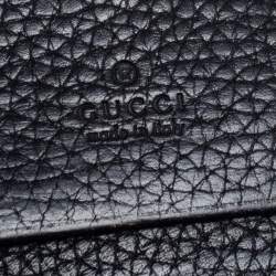 مملوكة مسبقًا Gucci Black Leather Blind For Love Bee Accent Bifold Wallet