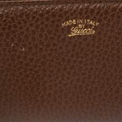 Pre Owned محفظة غوتشي سحاب ملتف جلد بني