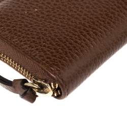 Pre Owned محفظة غوتشي سحاب ملتف جلد بني