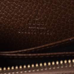 Pre Owned محفظة غوتشي سحاب ملتف جلد بني