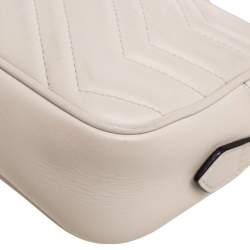 Pre Owned Gucci Cream Matelassé Leather Mini GG Marmont Camera Bag