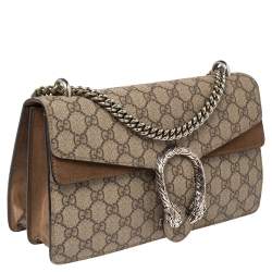 مملوكة مسبقًا حقيبة كتف غوتشي ديونيسوس سويدي وكانفاس جي جي سوبريم بيج/بني صغيرة
