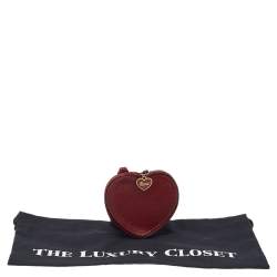 Gucci Red Guccissima Leather Heart Shape Coin Purse