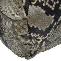 Pre Owned Gucci Beige Python Pop Bamboo Top Handle Bag