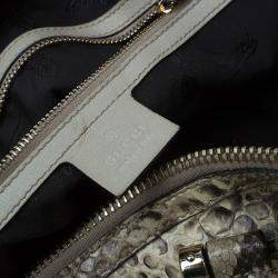 Gucci Beige Python Pop Bamboo Top Handle Bag