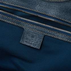 Pre Owned Gucci Beige/Blue Horsebit Canvas And Leather Buckle Handle Shoulder Bag