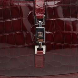 Pre Owned Gucci Burgundy Crocodile Leather Small Jackie Shoulder Bag