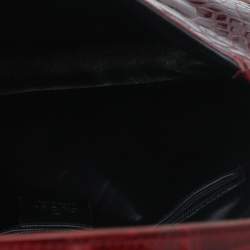 Pre Owned Gucci Burgundy Crocodile Leather Small Jackie Shoulder Bag