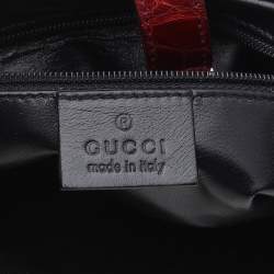 Pre Owned Gucci Burgundy Crocodile Leather Small Jackie Shoulder Bag