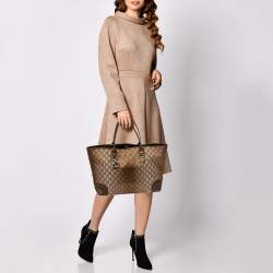 Pre Owned Gucci Ombre Metallic Brown GG Canvas And Leather Medium Charms Embellished Heart Bit Tote