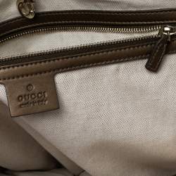 Pre Owned Gucci Ombre Metallic Brown GG Canvas And Leather Medium Charms Embellished Heart Bit Tote
