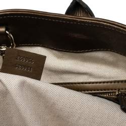 Pre Owned Gucci Ombre Metallic Brown GG Canvas And Leather Medium Charms Embellished Heart Bit Tote