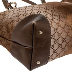 Pre Owned Gucci Ombre Metallic Brown GG Canvas And Leather Medium Charms Embellished Heart Bit Tote