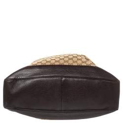 Pre Owned حقيبة هوبو غوتشي ديانا بامبو جلد وكانفاس جي جي بني/بيج