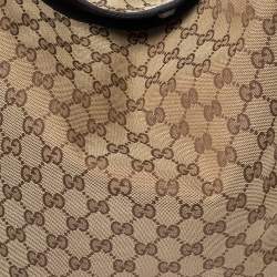 Gucci Beige/Brown GG Canvas And Leather Diana Bamboo Hobo