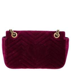 Gucci Purple Velvet Small GG Marmont Shoulder Bag