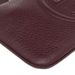 Pre Owned Gucci Burgundy Leather Soho Wristlet Clutch