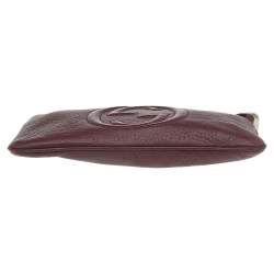 Pre Owned Gucci Burgundy Leather Soho Wristlet Clutch