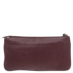 Pre Owned Gucci Burgundy Leather Soho Wristlet Clutch