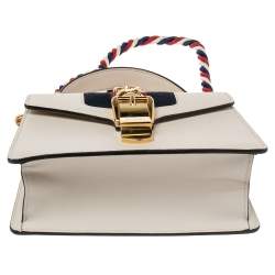 مملوكة مسبقًا Gucci Off-White Leather Mini Web Sylvie Top Handle Bag