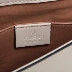 Gucci Off White Leather Broadway Pearly Bee Shoulder Bag