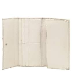 Gucci Beige-Cream GG Canvas And Leather Web Bow Continental Wallet