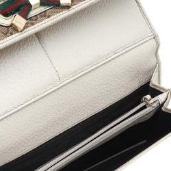 Gucci Beige-Cream GG Canvas And Leather Web Bow Continental Wallet