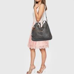 Pre Owned Gucci Grey Leather Large New Jackie Hobo