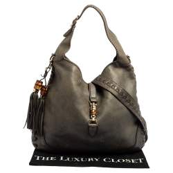 Pre Owned Gucci Grey Leather Large New Jackie Hobo