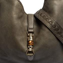 Pre Owned Gucci Grey Leather Large New Jackie Hobo
