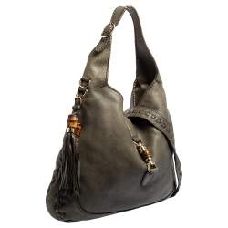Pre Owned Gucci Grey Leather Large New Jackie Hobo