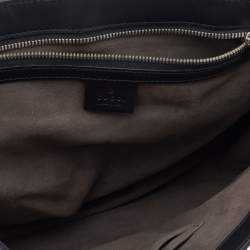 Pre Owned Gucci Black Signature Leather Flap Messenger Bag