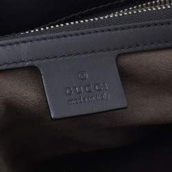 Pre Owned Gucci Black Signature Leather Flap Messenger Bag