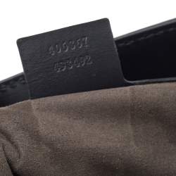 Pre Owned Gucci Black Signature Leather Flap Messenger Bag