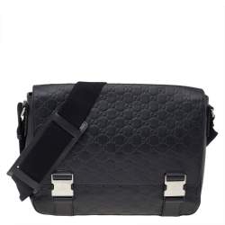 Gucci Signature Messenger Black in Leather with Silver-tone - US