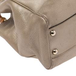Gucci Metallic Gold Leather Bamboo Top Handle Shopper Tote