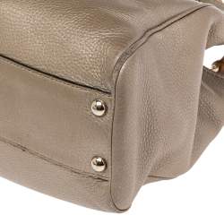 Gucci Metallic Gold Leather Bamboo Top Handle Shopper Tote