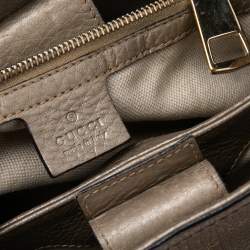 Gucci Metallic Gold Leather Bamboo Top Handle Shopper Tote